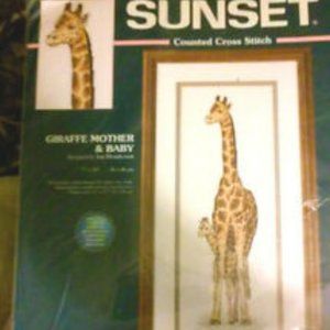 SUNSET Counted Cross stitch "Giraffe Mother & Baby